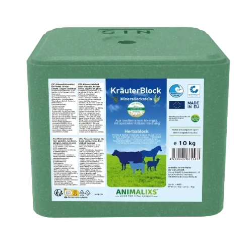 Lizawka ziołowa z minerałami przeciw pasożytom dla krów koni owiec i kóz HERBAL BLOCK S.I.N. Hellas blok 10 kg