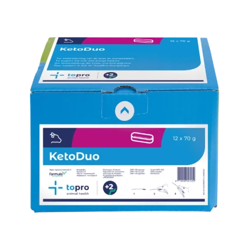 Bolus na ketozę dla krów KETO DUO BOLUS Topro opakowanie 12 sztuk po 70 g