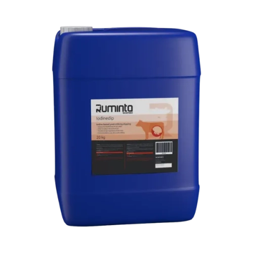 Antybakteryjny płyn z jodem do dippingu poudojowego krów IODINEDIP Ruminta Ecofeed kanister 20 kg