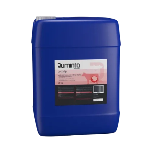 Antybakteryjny płyn z kwasem mlekowym do dippingu poudojowego krów LACTIDIP Ruminta Ecofeed kanister 20 kg