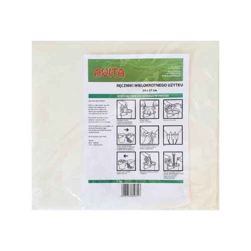Ręczniki wielokrotnego użytku do mycia i dezynfekcji wymion krów przed dojem AVITA 34 × 37 cm opakowanie 5 sztuk